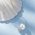 Bamboo Chain Necklace with Natural Freshwater Pearl & Cubic Zirconia Pendant, 925 Sterling Silver 2