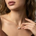 Bamboo Chain Necklace with Natural Freshwater Pearl & Cubic Zirconia Pendant, 925 Sterling Silver 3