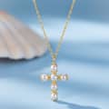 Dainty Natural Freshwater Pearl Cross Pendant Necklace, 925 Sterling Silver 2