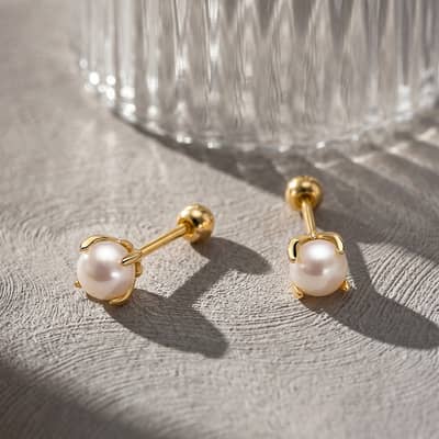 925 Sterling Silver Screw-Back Natural Freshwater Pearl Small Dainty Stud Earrings detail 1