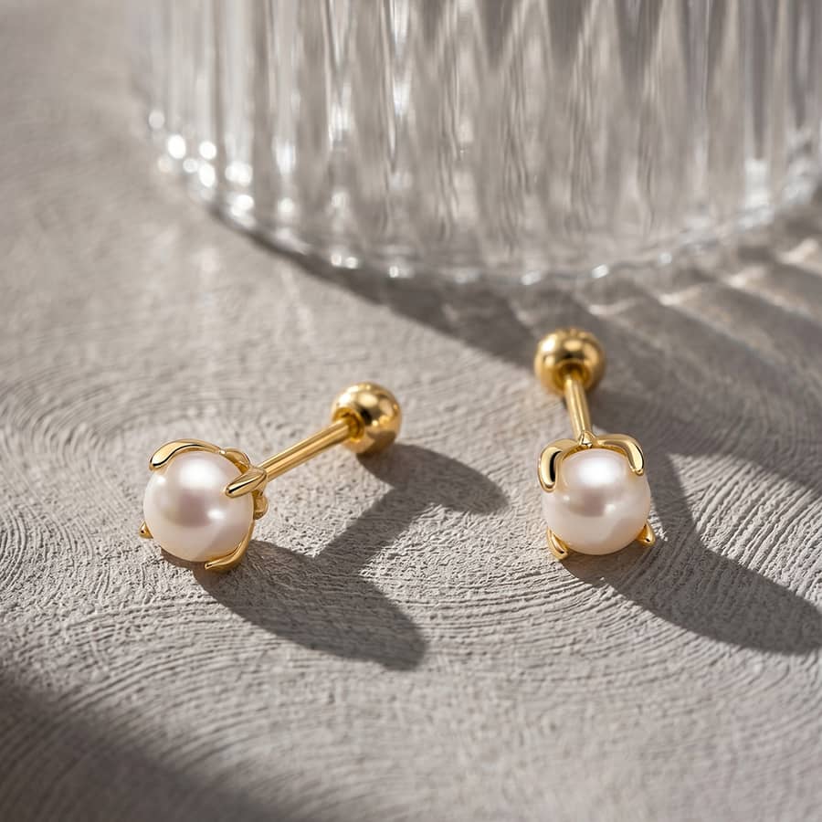 925 Sterling Silver Screw-Back Natural Freshwater Pearl Small Dainty Stud Earrings - main