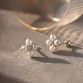 925 Sterling Silver Gold Plated Four-Leaf Clover Natural Freshwater Pearl Screw Back Stud Earrings 1