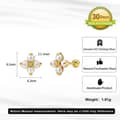 925 Sterling Silver Gold Plated Four-Leaf Clover Natural Freshwater Pearl Screw Back Stud Earrings 4