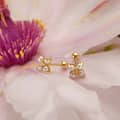 925 Sterling Silver Gold Plated Four-Leaf Clover Natural Freshwater Pearl Screw Back Stud Earrings 5