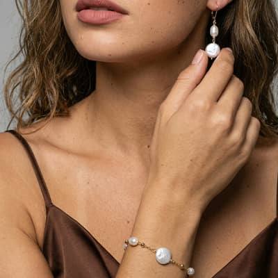 925 Sterling Silver Gold Plated Double Baroque Freshwater Pearl Drop Dangle Earrings detail 3