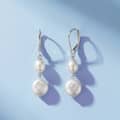 925 Sterling Silver Gold Plated Double Baroque Freshwater Pearl Drop Dangle Earrings 4