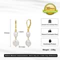 925 Sterling Silver Gold Plated Double Baroque Freshwater Pearl Drop Dangle Earrings 5