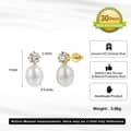 925 Sterling Silver Gold Plated Freshwater Pearl Drop Earrings with CZ Accent 4
