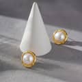 925 Sterling Silver Gold Plated Natural Freshwater Pearl Small Round Stud Earrings 2