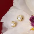 925 Sterling Silver Gold Plated Natural Freshwater Pearl Small Round Stud Earrings 5