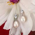 925 Sterling Silver Pear Cut Cubic Zirconia Natural Freshwater Pearl Drop Dangle Earrings 5