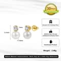 925 Sterling Silver Natural Freshwater Pearl Cubic Zirconia Stud Earrings 5