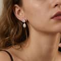 925 Sterling Silver Gold Plated Cushion Cut Cubic Zirconia Natural Freshwater Pearl Drop Earrings 2