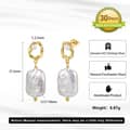 Natural Freshwater Pearl Rectangle Baroque Drop Earrings 925 Silver 4
