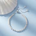 Adjustable 925 Sterling Silver Natural Freshwater Pearl Bracelet, Dainty Elegant Pearl Chain 2