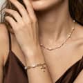925 Sterling Silver Gold Plated Paperclip Link Chain Bracelet with Freshwater Pearl Cross Charm 4
