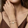 925 Sterling Silver Four Leaf Clover Natural Freshwater Pearl Bracelet, Double-Layer Chain 4