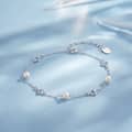 925 Sterling Silver Gold Plated Hollow Heart Natural Freshwater Pearl Dainty Bracelet 2