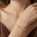 925 Sterling Silver Gold Plated Hollow Heart Natural Freshwater Pearl Dainty Bracelet 3