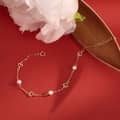 925 Sterling Silver Gold Plated Hollow Heart Natural Freshwater Pearl Dainty Bracelet 4