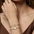 925 Sterling Silver Gold Plated Hollow Four Leaf Clover Freshwater Pearl Double Layer Chain Bracelet 6