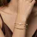 925 Sterling Silver Gold Plated Natural Freshwater Pearl Star Charm Adjustable Delicate Bracelet 4