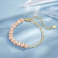 Sterling Silver Baroque Freshwater Pearl Bracelet Adjustable Half Pearl Half Paperclip Chain 1