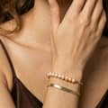 Sterling Silver Baroque Freshwater Pearl Bracelet Adjustable Half Pearl Half Paperclip Chain 4