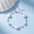 925 Sterling Silver Gold Plated Adjustable Irregularity Freshwater Pearl Chain Bracelet 2