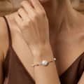 925 Sterling Silver Gold Plated Adjustable Irregularity Freshwater Pearl Chain Bracelet 3