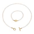 Natural Freshwater Pearl Necklace and Bracelet Set, Stainless Steel Waterproof 3