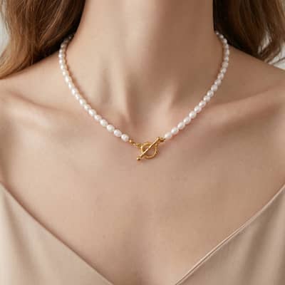 Natural Freshwater Pearl Necklace and Bracelet Set, Stainless Steel Waterproof detail 5