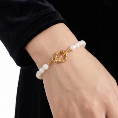 Natural Freshwater Pearl Necklace and Bracelet Set, Stainless Steel Waterproof detail 6