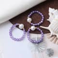 Minimalist Amethyst Freshwater Pearl Ring With Handmade Beads In 18K Gold Stainless Steel 1