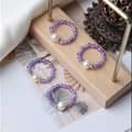 Minimalist Amethyst Freshwater Pearl Ring With Handmade Beads In 18K Gold Stainless Steel 2