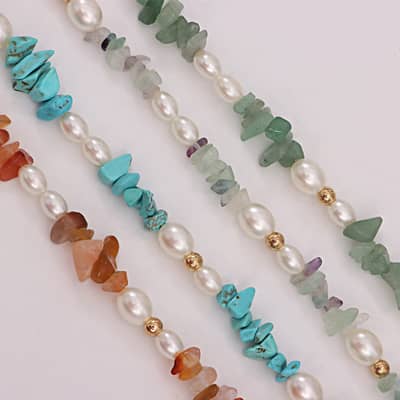 Natural Stone and Freshwater Pearl Handmade Beaded Necklace, Stainless Steel Waterproof detail 5