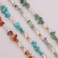 Natural Stone and Freshwater Pearl Handmade Beaded Necklace, Stainless Steel Waterproof 5