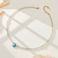 Bohemian Shell Pearl Agate Turquoise Bead Necklace, Natural Stone Pendant 3