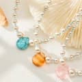 Bohemian Shell Pearl Agate Turquoise Bead Necklace, Natural Stone Pendant 4