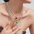 Bohemian Shell Pearl Agate Turquoise Bead Necklace, Natural Stone Pendant 5