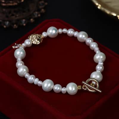 Crystal Adjustable Bracelet Freshwater Pearl Beaded Bracelet detail 1