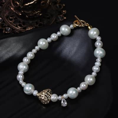 Crystal Adjustable Bracelet Freshwater Pearl Beaded Bracelet detail 3