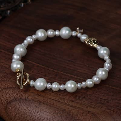 Crystal Adjustable Bracelet Freshwater Pearl Beaded Bracelet detail 4