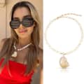 Egg-Shaped Bead Necklace-405 Cm
