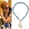 Aquamarine Tumbled Stone Necklace-43 Cm