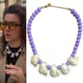 Purple Bead Necklace With Five Small Beads-405 Cm
