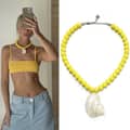 Yellow Pearl Shell Necklace-385 Cm-nb10