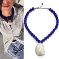 Blue Bead Shell Necklace 385 Cm nb10