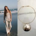 Gold Collar With Black Shell Pendant-445 Cm
