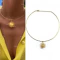 Gold Collar With Sun Pendant-445 Cm